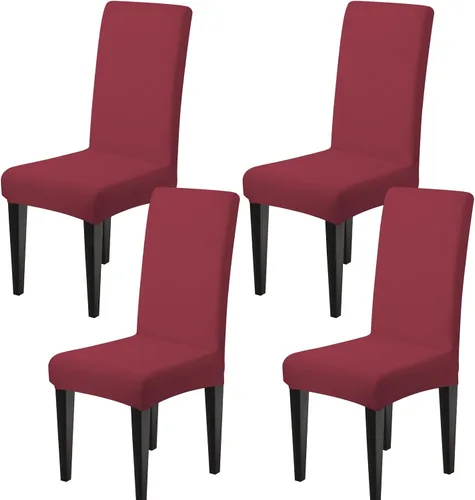 Miniatura 40 de Dioxide Fundas de Silla de Alto Estirar para Sillas de Comedor, Juego de Fundas de Silla de Comedor Lavables de 4, Fundas de Asiento de Silla