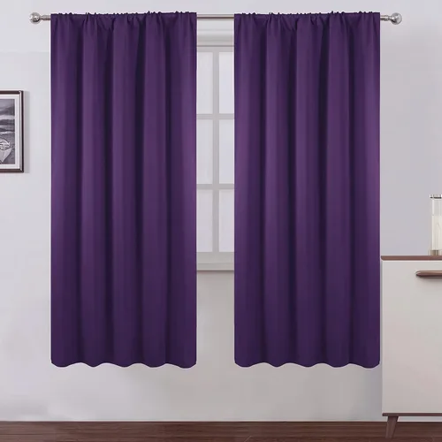 Miniatura 25 de LEMOMO Cortinas opacas negras para cocina, 42 x 45 pulgadas, juego de 2 paneles de cortinas opacas con bolsillo para cortinero para ventana pequeña