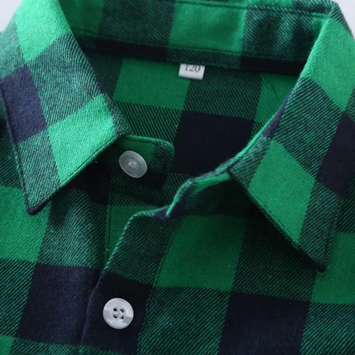 Miniatura 5 de Yinggeli Camisas a cuadros para niños y niñas, camisas de vestir de franela de manga larga con botones 2T - 8T