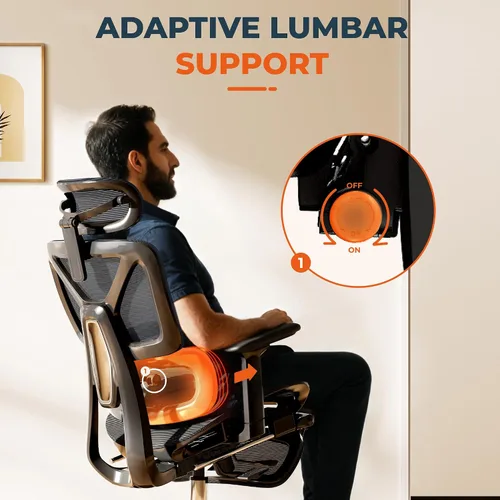 Miniatura 5 de ErgoChair Ultra, silla ergonómica de oficina con respaldo alto, soporte lumbar 2D, reposapiés, reposacabezas 3D, base de metal resistente, cómodo