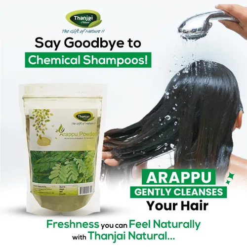 Miniatura 3 de Thanjai Natural Arappu Polvo 8.82 oz Bolsa 100% Natural Albizia Amara Arappu Polvo Tradicional Lavado de Cabello y Acondicionador de Cabello
