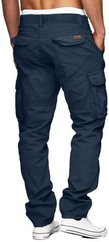 Miniatura 2 de JMIERR Pantalones cargo para hombre, casuales, de algodón, ajuste relajado, cintura elástica, ligeros, con múltiples bolsillos