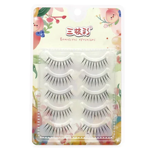 Miniatura 4 de Pestañas postizas de aspecto natural, pestañas falsas de tira diaria, cruz, banda transparente, 5-7mm, pestañas lindas, banda invisible, para boda