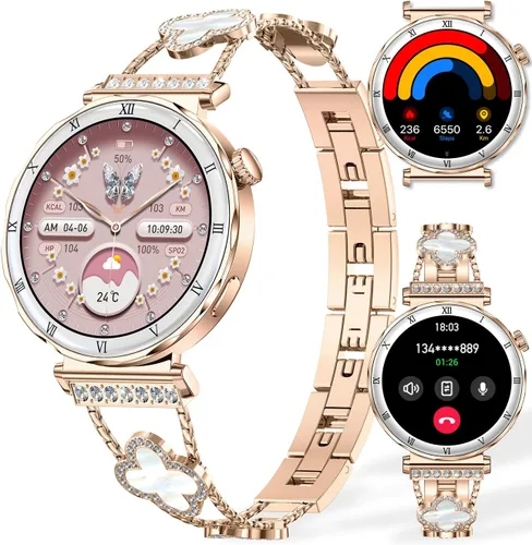 Miniatura 8 de Reloj inteligente para mujer, pantalla AMOLED HD de 1.19 pulgadas, reloj inteligente para mujer, rastreador de actividad física con monitor