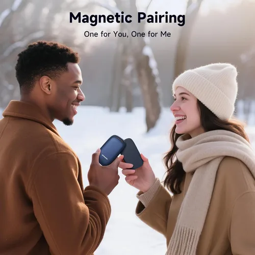 Miniatura 7 de Calentadores de manos eléctricos recargables, paquete de 2 calentadores de manos magnéticos de bolsillo con chips AI, equipo de caza portátil, Azul