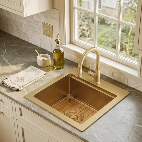 Miniatura 19 de Fregadero de cocina dorado, fregadero de cocina empotrado de 30 x 18 pulgadas, fregadero de acero inoxidable calibre 16 Oro