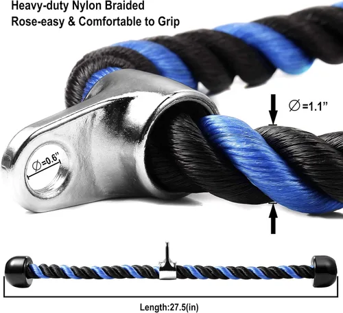 Miniatura 3 de Cable de tracción de cuerda de tríceps de lujo, 27 y 36 pulgadas de longitud, fácil de agarrar y antideslizante, accesorio de cable para ejercicio