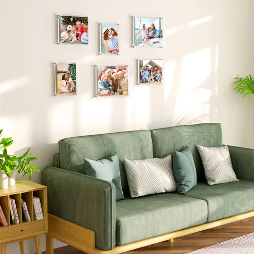 Miniatura 7 de AITEE Paquete de 2 marcos de fotos acrílicos de 8 x 10 pulgadas, marcos de fotos transparentes para pared, modernos sin marco, cubos cuadrados