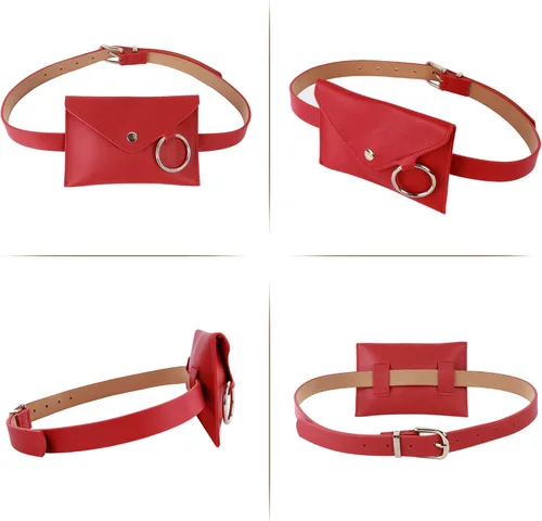 Miniatura 2 de Danse Jupe - Riñonera de piel sintética para mujer, diseño de cinturón, B1 - Rojo, talla única