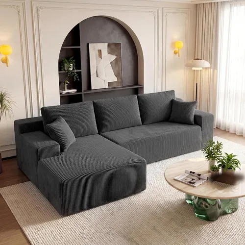 Miniatura 18 de Sofás seccionales sin hueso de 106 pulgadas para sala de estar, sofá modular en forma de U con asiento profundo, otomana extraíble, sofá de 4 plazas