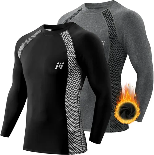 Miniatura 41 de MEETWEE Paquete de 4/5 camisas de compresión térmica para hombre, manga larga, forro polar, capa base, equipo de entrenamiento de invierno