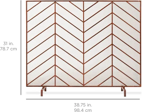 Miniatura 7 de Best Choice Products Panel individual de 38 x 31 pulgadas, hecho a mano, malla de hierro forjado, protector contra chispas contra incendios