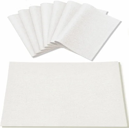 Miniatura 7 de Juego de 8 manteles individuales de tela tipo lino, lavables a máquina, resistentes al calor, sin arrugas, de poliéster grueso, para cocina, mesa