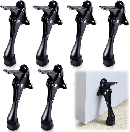Moxweyeni 6 topes de puerta resistentes para la parte inferior de la puerta, tope de puerta de metal con puntas de goma ajustables, reemplazo de