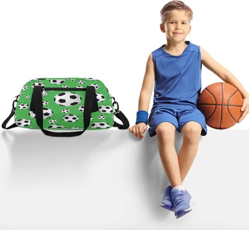 Miniatura 2 de Bolsa de lona para niños y niñas, adolescentes, impermeable, para gimnasio, deporte, bolsa de baile, Patrón de fútbol de fútbol