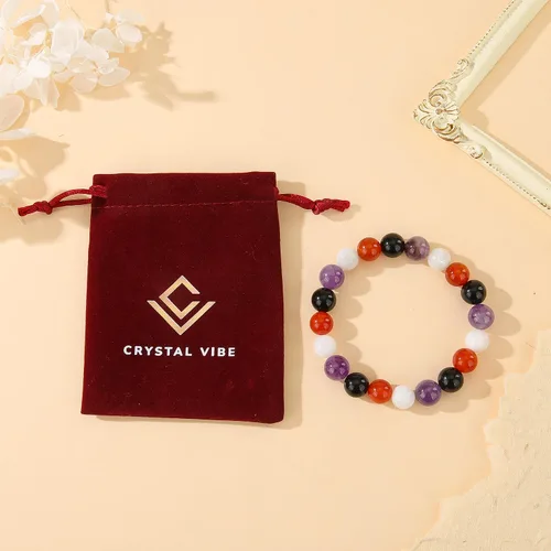 Miniatura 23 de Crystal Vibe Triple Protection Bracelet - 10mm Bead Bracelet for women men With Natural Stones of Tiger Eye Hematite and Black Obsidian - Healing