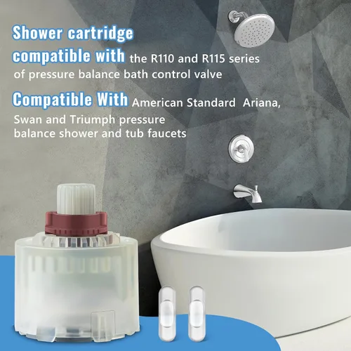 Miniatura 2 de Dreyoo 1 paquete de cartucho de equilibrio de presión compatible con válvula de ducha American Standard R110/R115 A954.4400070A para grifos