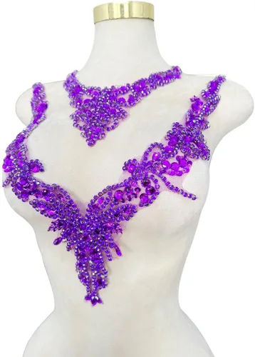 Miniatura 11 de Accesorios de apliques de encaje de diamantes de imitación hechos a mano puros cuentas de costura a mano piedras parches para vestido de novia