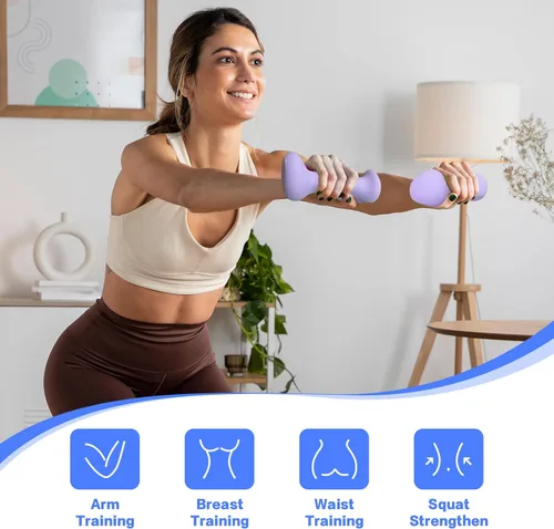 Miniatura 5 de HXD-ERGO Juego de mancuernas ergonómicas para mujeres, pesas de mano para mujeres, para pilates, yoga, correr, entrenamiento de fuerza 3 libras