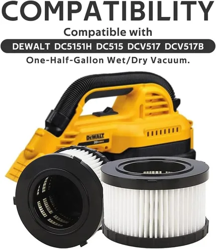 Miniatura 5 de Paquete de 4 filtros HEPA DC5151H de repuesto para aspiradora en seco y húmedo DEWALT DC5151H DC515 DCV517