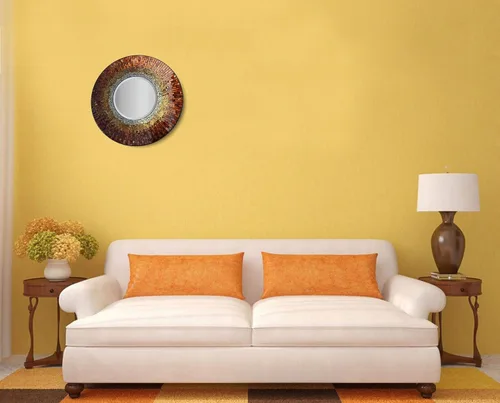 Miniatura 8 de Lulu Decor, Espejo de pared de mosaico de ámbar báltico, espejo redondo biselado decorativo hecho a mano de 23.50 pulgadas (LP301)