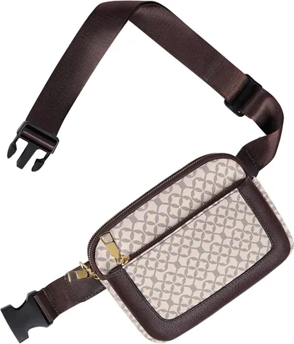 Miniatura 8 de Geestock Riñoneras para mujer, bolsa de cinturón de cuero vegano a la moda, impermeable, para cualquier lugar, con correa ajustable, Impresión