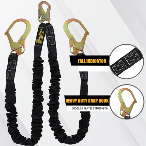 Miniatura 2 de TRSMIMA Arnés de Seguridad con Cordón Retráctil - Protección contra Caídas Correa para Escalada de Árboles 6 FT Doble Pierna con Absorción