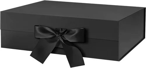 Miniatura 7 de JINMING 6 cajas de regalo con cinta de 9 x 6.5 x 3.8 pulgadas, cajas negras para regalos, cajas de propuesta de padrinos de boda para el día