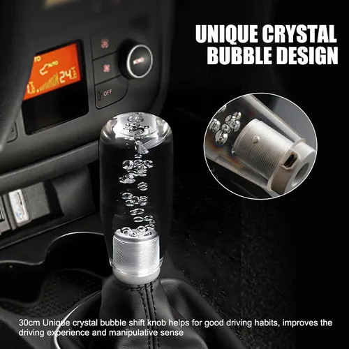 Miniatura 4 de 1 unidad de pomo de cambio LED para coche con burbuja, pomo de cambio de vehículo de cristal liso impermeable, reemplazo universal de pomo de cambio