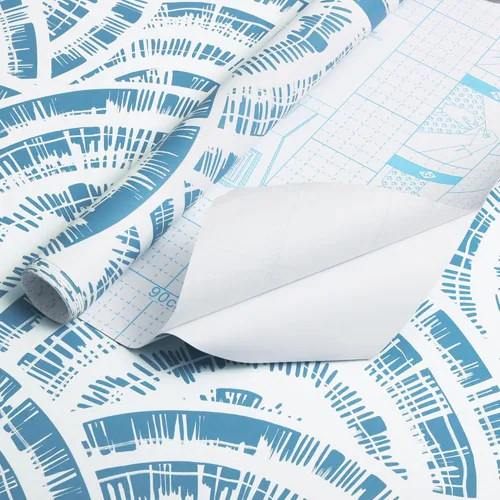 Miniatura 6 de Toduso Papel tapiz geométrico de 17.3 x 196.8 pulgadas, papel tapiz para despegar y pegar, papel de pared de círculo azul blanco y azul, papel