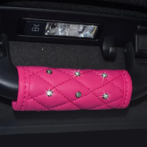 Miniatura 5 de Paquete de 2 fundas brillantes para manija de puerta de seguridad para automóviles, con cristales brillantes, almohadillas protectoras para manija