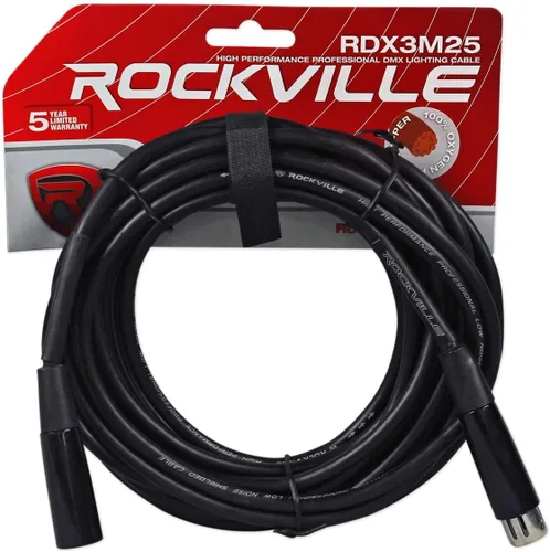 Miniatura 8 de Rockville RockPAR50 - Paquete de 10 luces LED RGB compactas para DJ/Club DMX con doble soporte, cable DMX DMX de 25 pies y 3 pines, (9) cables DMX