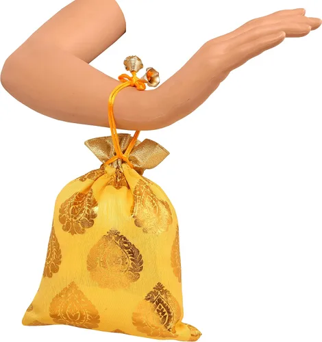 Miniatura 6 de Touchstone Preciosas bolsas de regalo reutilizables, respetuosas con el medio ambiente, brocado de cachemira con cordón grande para cumpleaños