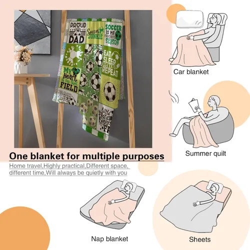 Miniatura 77 de Manta de fútbol para niñas, regalos de fútbol para niñas y niños, manta de franela de forro polar suave y cálida para niñas, regalos de fútbol