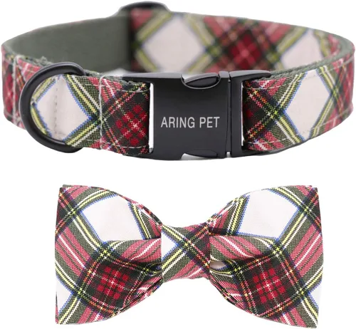 Miniatura 32 de ARING PET Collar de perro con corbatín, collares de terciopelo para perros con corbatín extraíble, collar de lazo ajustable para perros hembras