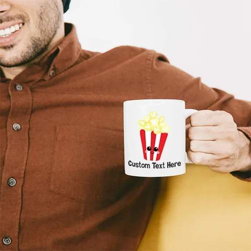 Miniatura 4 de Taza de café de cerámica personalizada Paquete de 11 onzas Palomitas de maíz Alimentos y bebidas Taza de té blanca Texto personalizado aquí