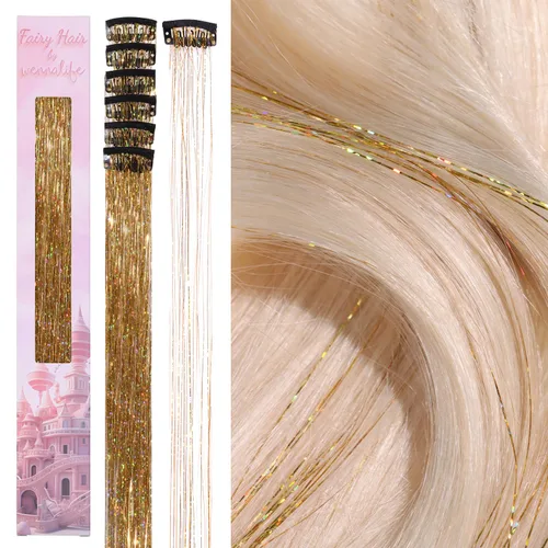 Miniatura 40 de Wennalife 12 piezas de extensiones de cabello azul con clip, extensiones de cabello con clip de colores para niños, pinzas de cabello arcoíris