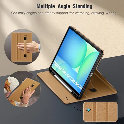 Miniatura 4 de MoKo Funda para Samsung Galaxy Tab S10 Lite/ S10 FE 2025/ S9 FE 10.9 pulgadas/ S9 11 pulgadas 2023 con Soporte para S Pen, Funda Protectora de PU