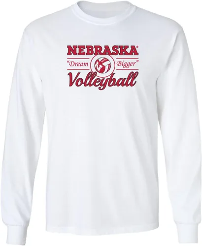 Miniatura 28 de CornBorn Elige tu diseño - Camisetas de manga larga de voleibol de Nebraska Voleibol Script Huskers - Blanco