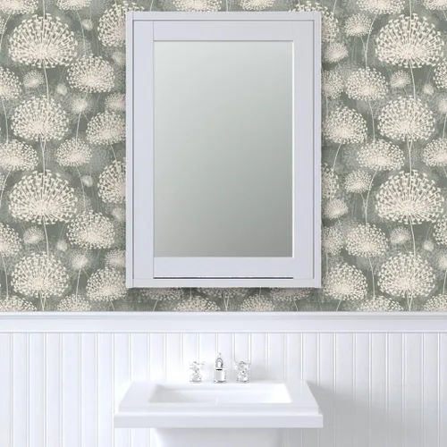 Miniatura 9 de Spoonflower Papel tapiz autoadhesivo de 12 x 2 pies, diseño de diente de león de estilo vintage, gris, crema, flores neutrales, floral, naturaleza