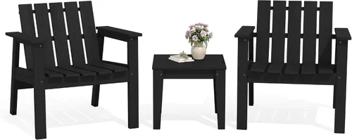 Miniatura 20 de SERWALL - Juego de muebles de patio bistró de 3 piezas, juego de sillas Adirondack para todo clima con mesa auxiliar, juego de muebles de patio al