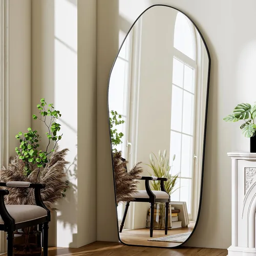 Miniatura 9 de BEAUTYPEAK Espejo Irregular de Cuerpo Entero - 67x24 Pulgadas Espejos Modernos con Marco Dorado, Espejo de Pared de Tocador de Forma Única para Sala