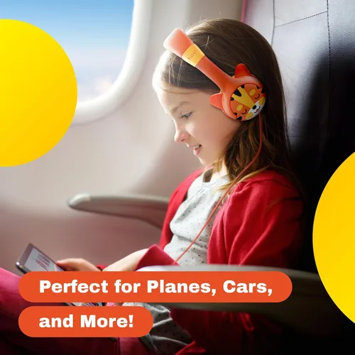 Miniatura 4 de Kidrox - Audífonos con cable para niños pequeños de 1 a 7 años — Audífonos para bebés con volumen limitado de 85 dB para viajes en avión y automóvil
