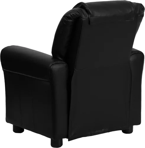 Miniatura 10 de Flash Furniture - Sillón reclinable contemporáneo para niños, color beige vinilo con base para vasos y reposacabezas