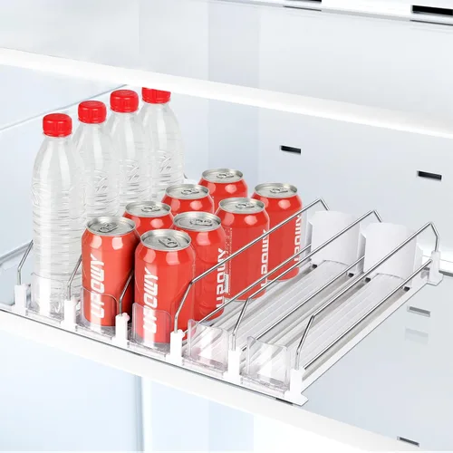 Organizador de bebidas para refrigerador, dispensador de latas de soda, dispensador de nevera para refrigerador, 5 filas y 20 latas de 12.2 pulgadas