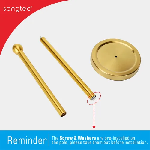 Miniatura 8 de Songtec Soporte de Papel Higiénico Dorado con Reserva, Soporte de Rollo de Papel de Pie para 4 Rollos, Diseño Compacto Almacenamiento de Papel