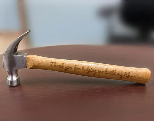 Miniatura 4 de Regalo del día del padre martillo de acero y mango de madera grabado "Thank You for Helping Me Build My Life", regalo