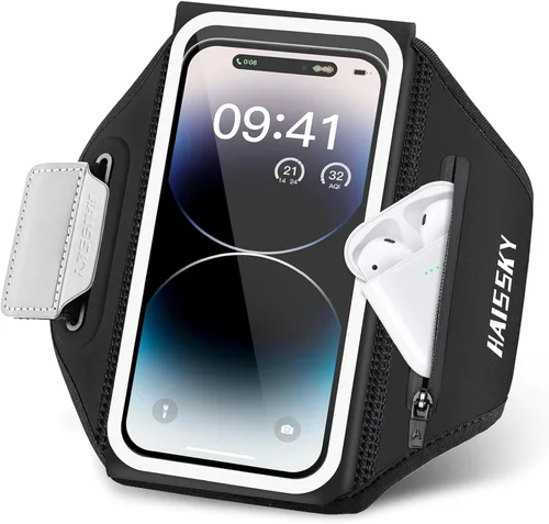 Miniatura 8 de Brazalete para teléfono celular con bolsillo con cremallera, soporte para iPhone 16 Pro Max/15/14 Pro Max/13/12/11 Pro Max/XS/XR, Galaxy S20 S10