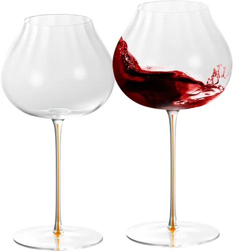 Miniatura 10 de KAMMAK Juego de 2 copas de vino de 11.49 onzas, de cristal soplado a mano, borde fino y tallo largo, perfectas para rojo y blanco, uso diario
