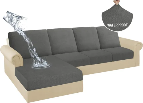 Miniatura 60 de HDCAXKJ Fundas de Cojines para Sofá Seccional 100% Impermeables, 3 Piezas, Forma de L, Funda Seccional Elástica para Chaise, Juego de Fundas